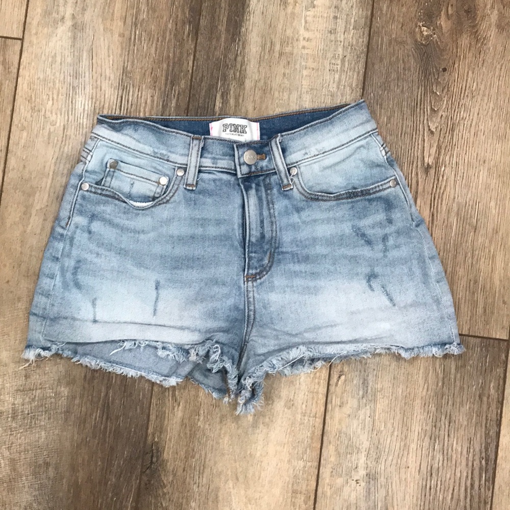 Pink Jean cut off shorts